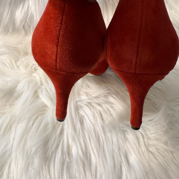 Kate Spade Red Suede Peep-Toe Heels - Picture 8 of 11